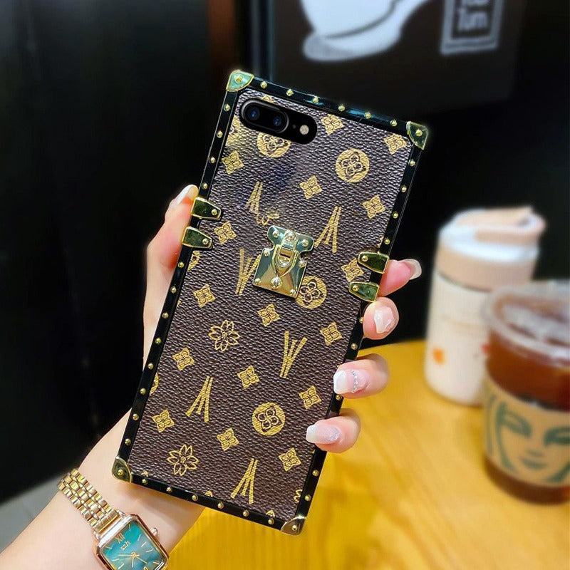 FREE SHIPPING LV Monogram Canvas Square Trunk Design Case For IPhone 7 Plus 8 Plus