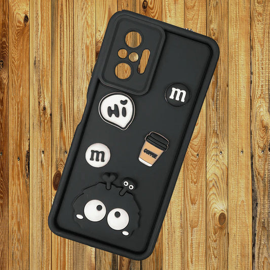 [ FREE SHIPPING] 3D Briquette m&m icons Liquid silicon Case for Redmi Note 10 4g