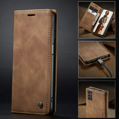 [FREE SHIPPING] CaseMe Retro Leather Case For Samsung A35 Book Style Flip Wallet Magnetic Cover Card Slots Case For Samsung A35