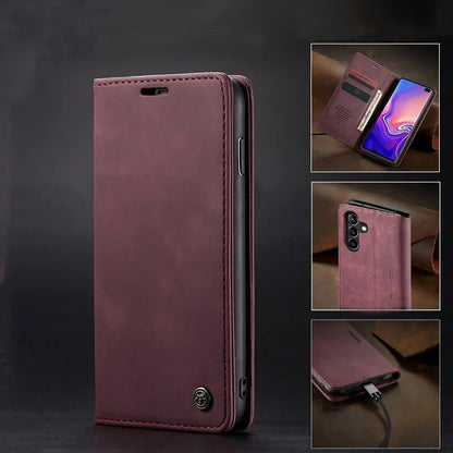 [FREE SHIPPING] CASEME RETRO LEATHER CASE FOR SAMSUNG A24 BOOK STYLE FLIP WALLET MAGNETIC COVER CARD SLOTS CASE FOR SAMSUNG A24