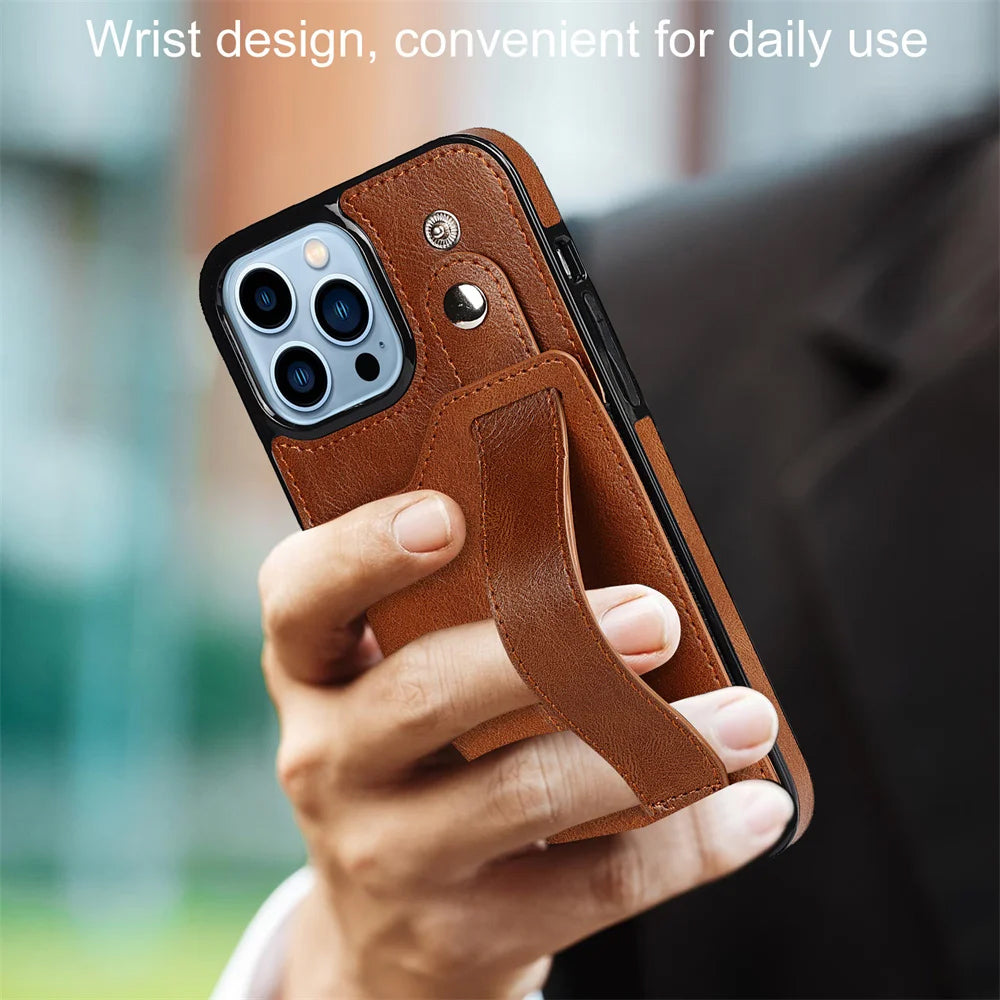 Business Card Slot Leather Case For IPhone Models