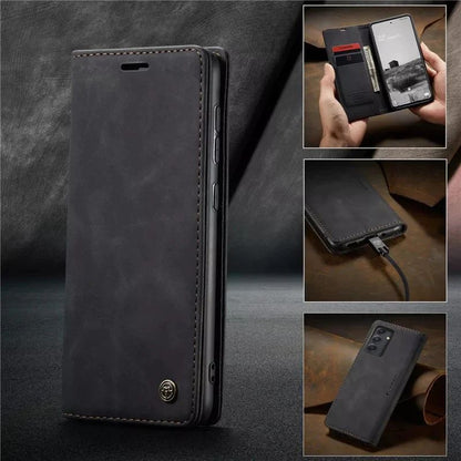 [FREE SHIPPING] CaseMe Retro Leather Case For Samsung A35 Book Style Flip Wallet Magnetic Cover Card Slots Case For Samsung A35