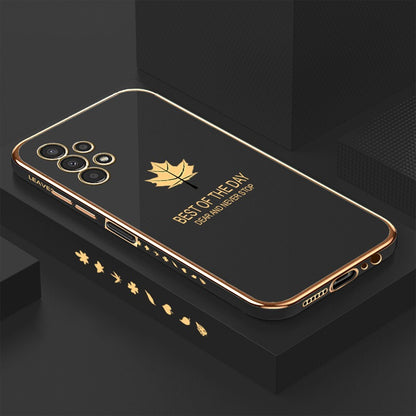 [ FREE SHIPPING] Luxury 6D Plating Case for Samsung A32 5G Maple Leaf Side Pattern Back Cover Soft Silicone Square Phone Cases