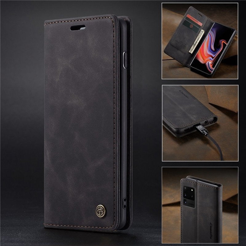 [FREE SHIPPING] CaseMe Retro Leather Case for Samsung S20 Ultra Ultra Book Style Flip Wallet Magnetic Cover Card Slots Case for Samsung S20 Ultra