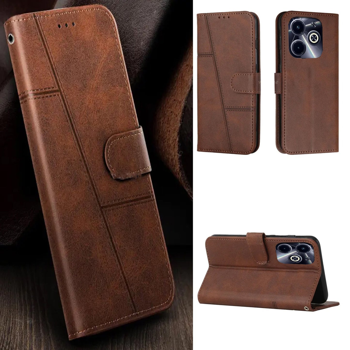 Retro Stand Flip Leather Cases For Oppo Models