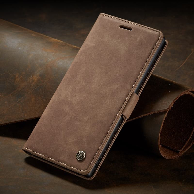 [FREE SHIPPING] CaseMe Retro Leather Case For Samsung Note 10  Book Style Flip Wallet Magnetic Cover Card Slots Case For Samsung Note 10  - Brown