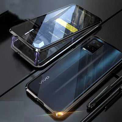 [ FREE SHIPPING] Luxury Vivo Y33s Front & Back Tempered Glass Magnetic Case Metal Phone Cover