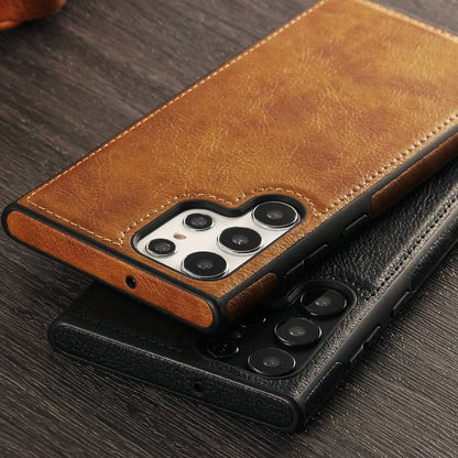 [ FREE SHIPPING] Leather Logo Cut Back Case For Samsung S22 Ultra