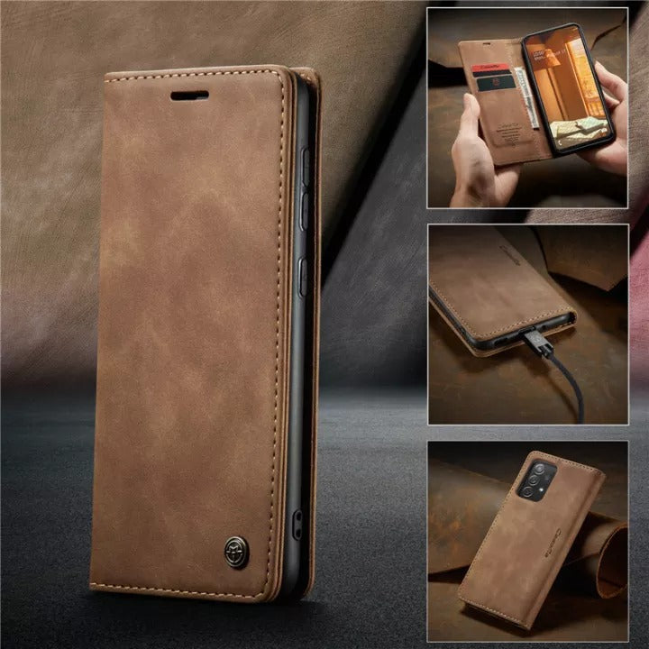 [FREE SHIPPING] CaseMe Retro Leather Case For Samsung A33 Book Style Flip Wallet Magnetic Cover Card Slots Case For Samsung A33