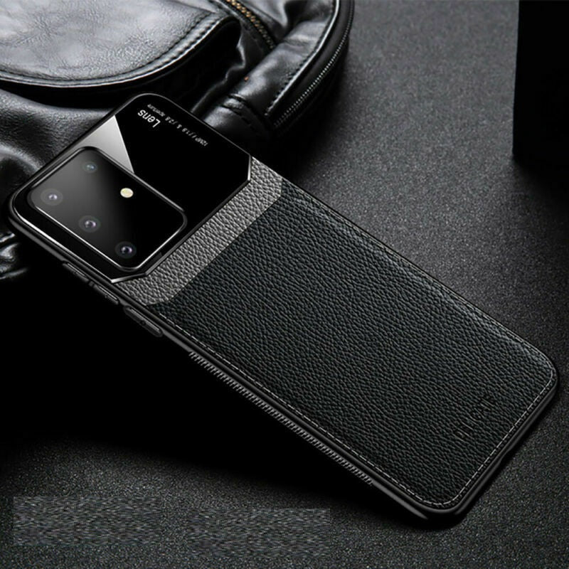 [FREE SHIPPING] Luxury Slim Leather Case Lens Shockproof BackCover for Samsung S20 Ultra - Black