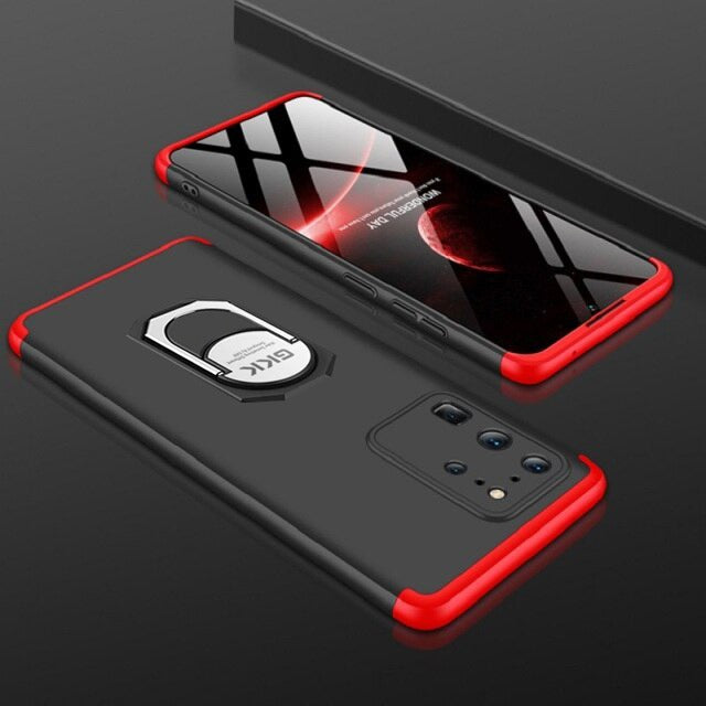 [FREE SHIPPING] Gkk 3in1 ll With Ring Holder ll Full Protection Case For Samsung S20 Plus - Red & Black