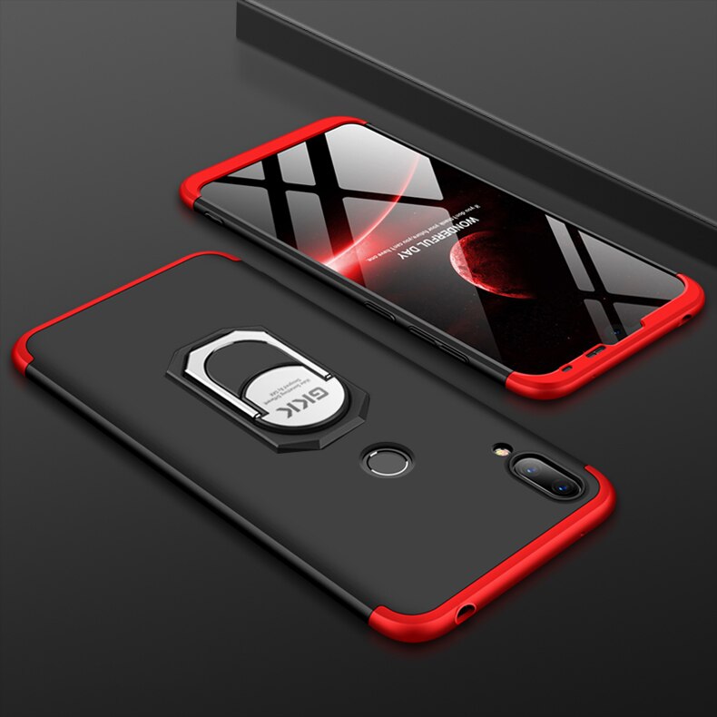[FREE SHIPPING] Gkk 3in1 Full Protection Case With Ring Holder For Huawei Y7 Prime 2019 - Red & Black