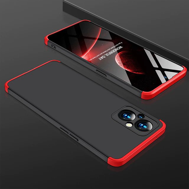 [ FREE SHIPPING] Oppo F21 Pro 5g - Gkk Original Shock Proof Full Protection Cover 360 Case - Red - Black