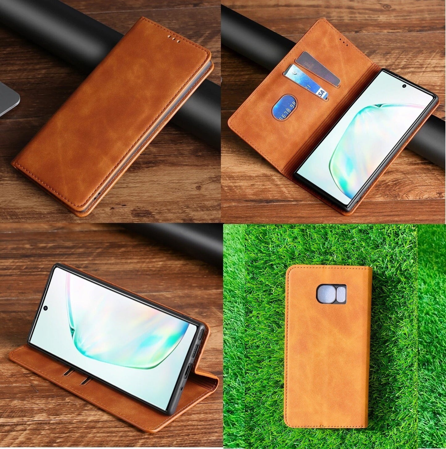 [FREE SHIPPING] Luxury Retro Stand Flip Leather Case For Samsung S7 Edge - Brown