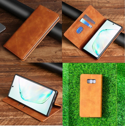 [FREE SHIPPING] Luxury Retro Stand Flip Leather Case For Samsung S8 Plus - Brown