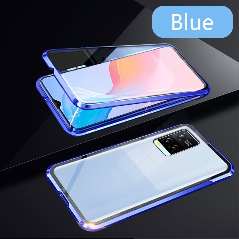 [ FREE SHIPPING] Luxury Vivo Y21 Front & Back Tempered Glass Magnetic Case Metal Phone Cover