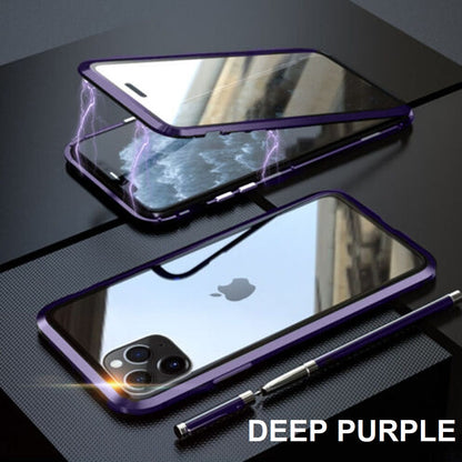 [ FREE SHIPPING] Luxury Iphone 14 Pro Max Front & Back Tempered Glass Magnetic Case Metal Phone Cover