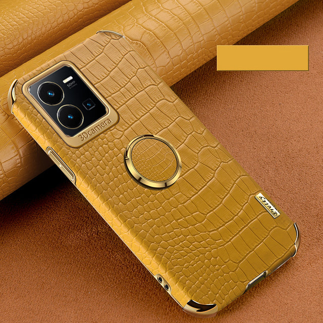 [ FREE SHIPPING] Crocodile Pattern Leather Case For Vivo Y22/ Y22s