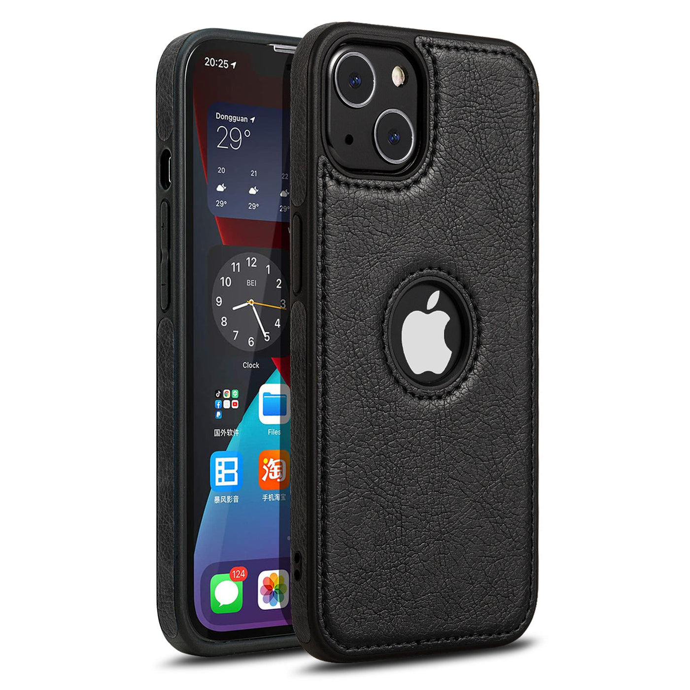 Iphone 13 logo cut leather mobile cover