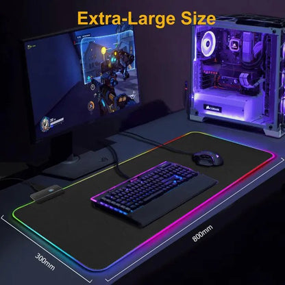 [FREE SHIPPING] LED Extra Keyds Pad Large Soft Gaming Mouse Pad RGB Light Oversized Glowing 7 Colors Pads for PC/ Laptop,Extra Large 800×300×4mm