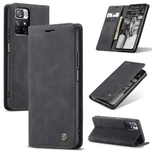 [FREE SHIPPING] CaseMe Retro Leather Case For Redmi Note 11 Book Style Flip Wallet Magnetic Cover Card Slots Case For Redmi Note 11