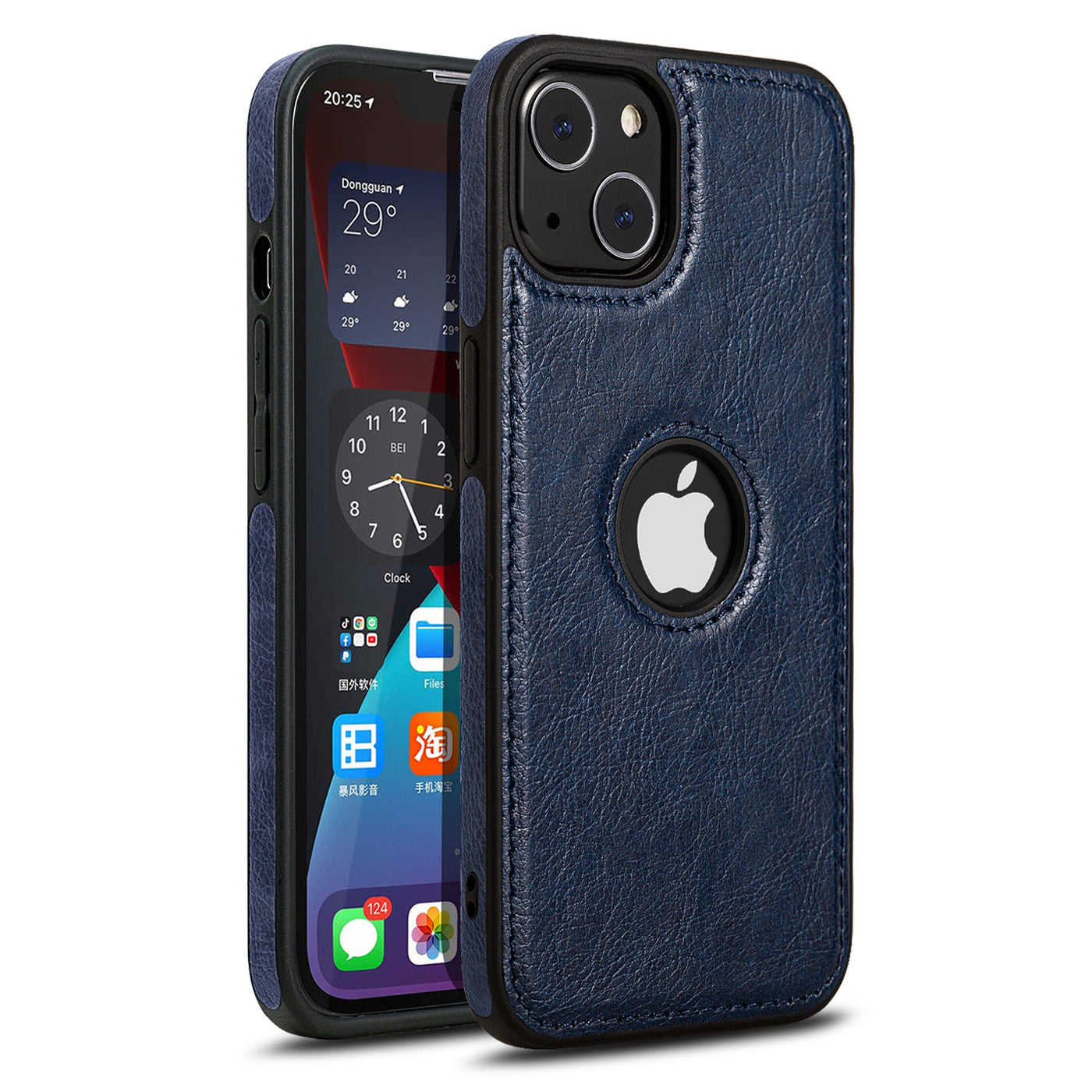 Iphone 13 logo cut leather mobile cover