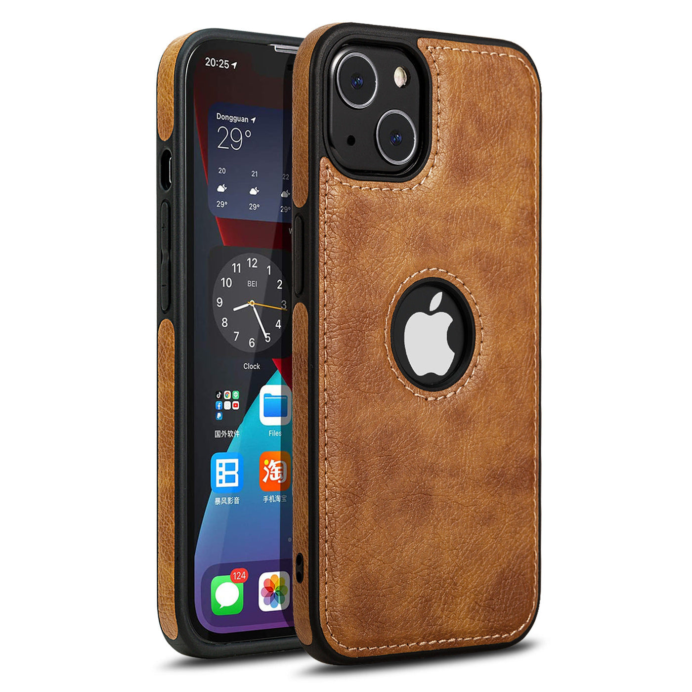 Iphone 13 logo cut leather mobile cover
