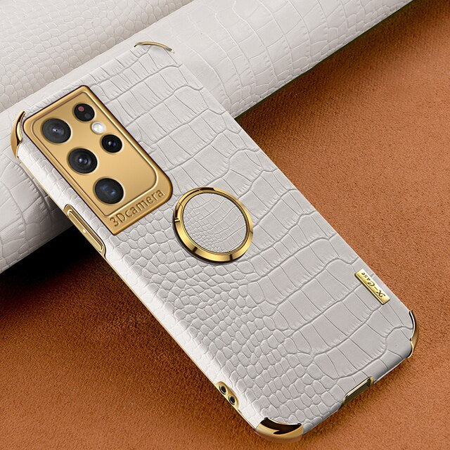 [ FREE SHIPPING] Crocodile Pattern Leather Case For Samsung S22 Ultra