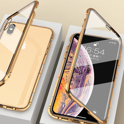 [ FREE SHIPPING] Luxury Iphone Xs Max Front & Back Tempered Glass Magnetic Case Metal Phone Cover