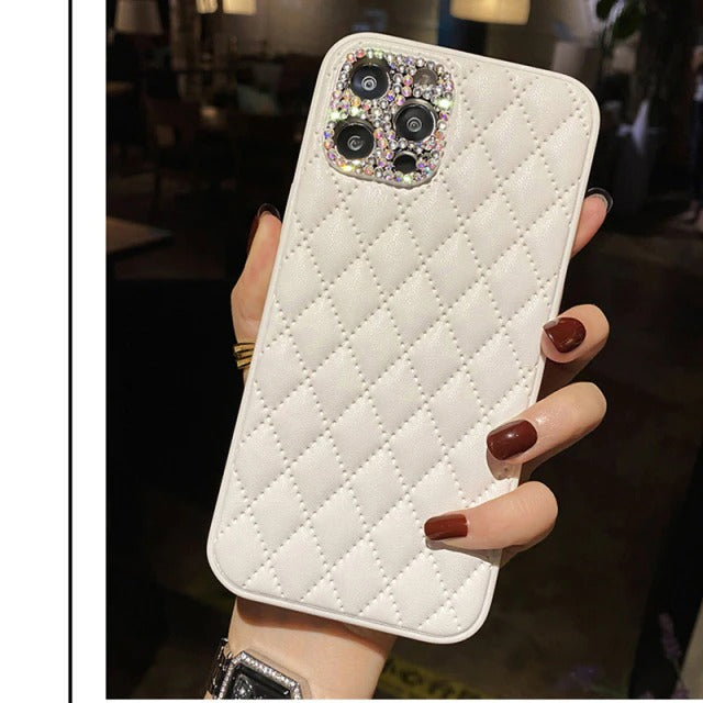 [ FREE SHIPPING] Diamond Camera Lens hard leather Phone Case For apple iPhone 13 Pro