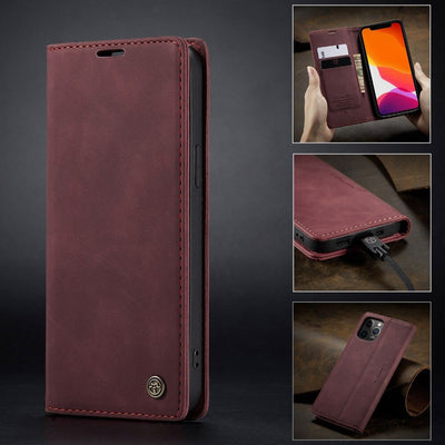 [FREE SHIPPING] CaseMe Retro Leather Case For Iphone 13 Pro Max Book Style Flip Wallet Magnetic Cover Card Slots Case For Iphone 13 Pro Max