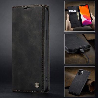 [FREE SHIPPING] CaseMe Retro Leather Case For Iphone 13 Pro Max Book Style Flip Wallet Magnetic Cover Card Slots Case For Iphone 13 Pro Max