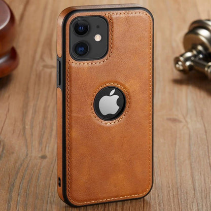 iphone 11 Leather logo cut mobile cover - Clair.pk