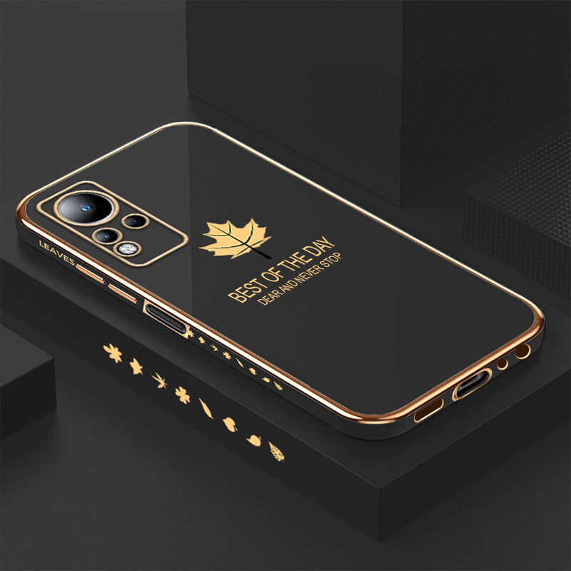 [ FREE SHIPPING] Luxury 6D Plating Case For Infinix Note 11/Note 12 G88 Maple Leaf Side Pattern Back Cover Soft Silicone Square Phone Cases