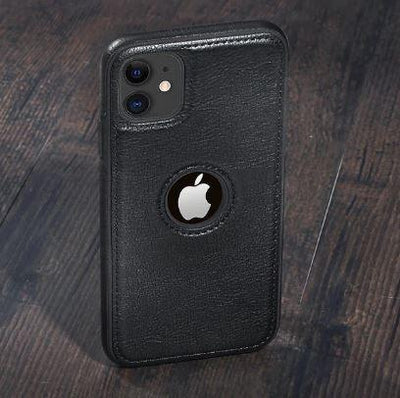 iphone 11 Leather logo cut mobile cover - Clair.pk