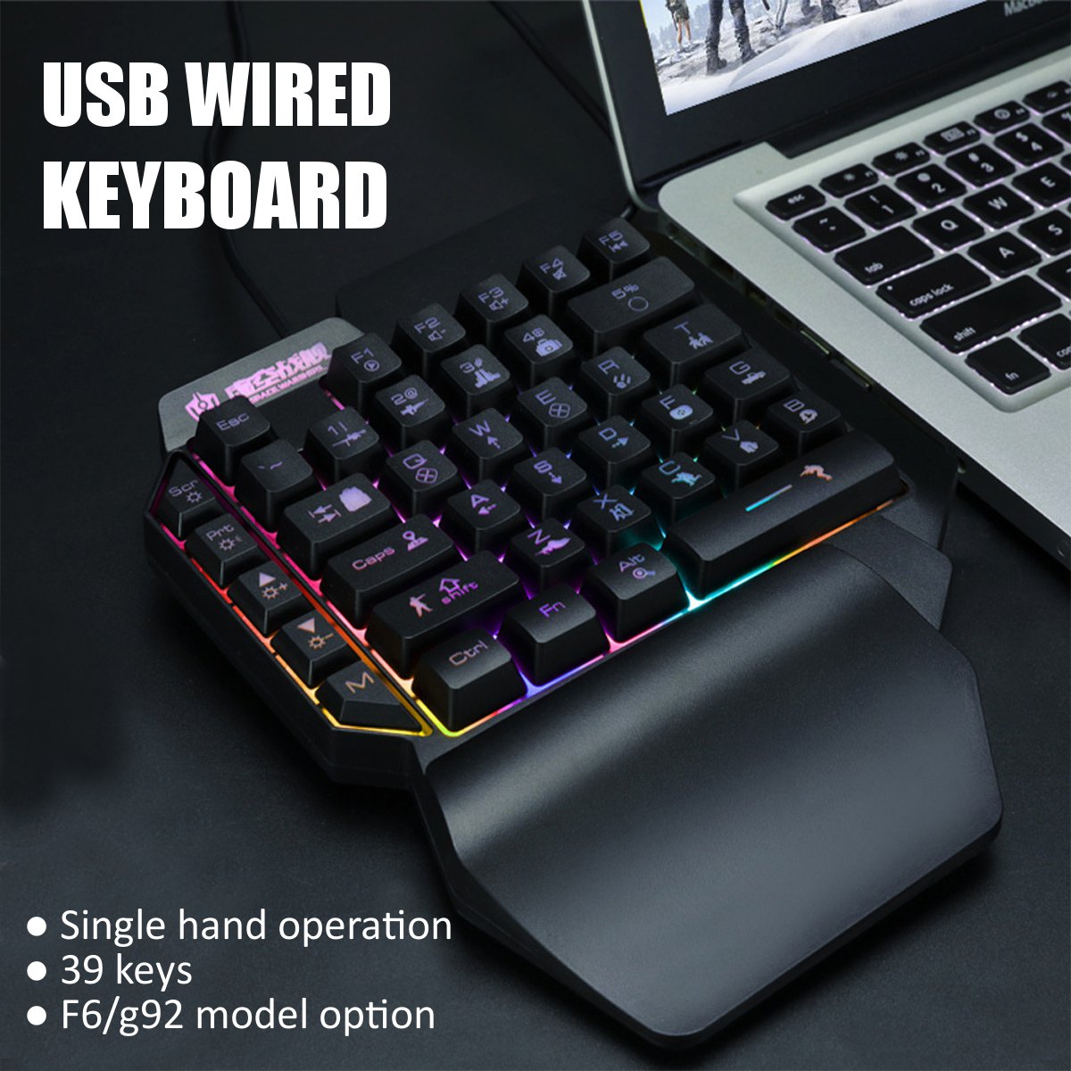 [FREE SHIPPING] Hot selling one handed gaming keyboard for Pubg /PS4 with colorful backlight