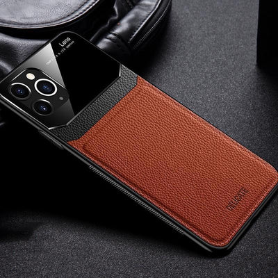 Luxury Slim Leather Case Lens Shockproof BackCover for iPhone 12 Pro Max - Clair.pk