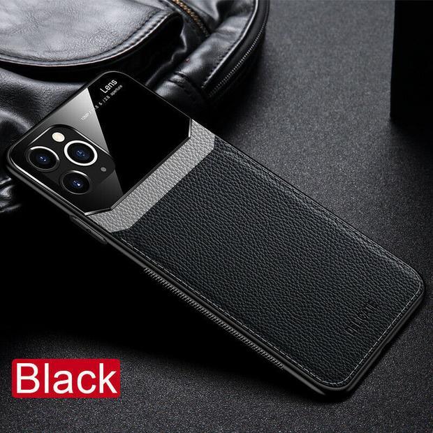 Luxury Slim Leather Case Lens Shockproof BackCover for iPhone 12 Pro Max - Clair.pk