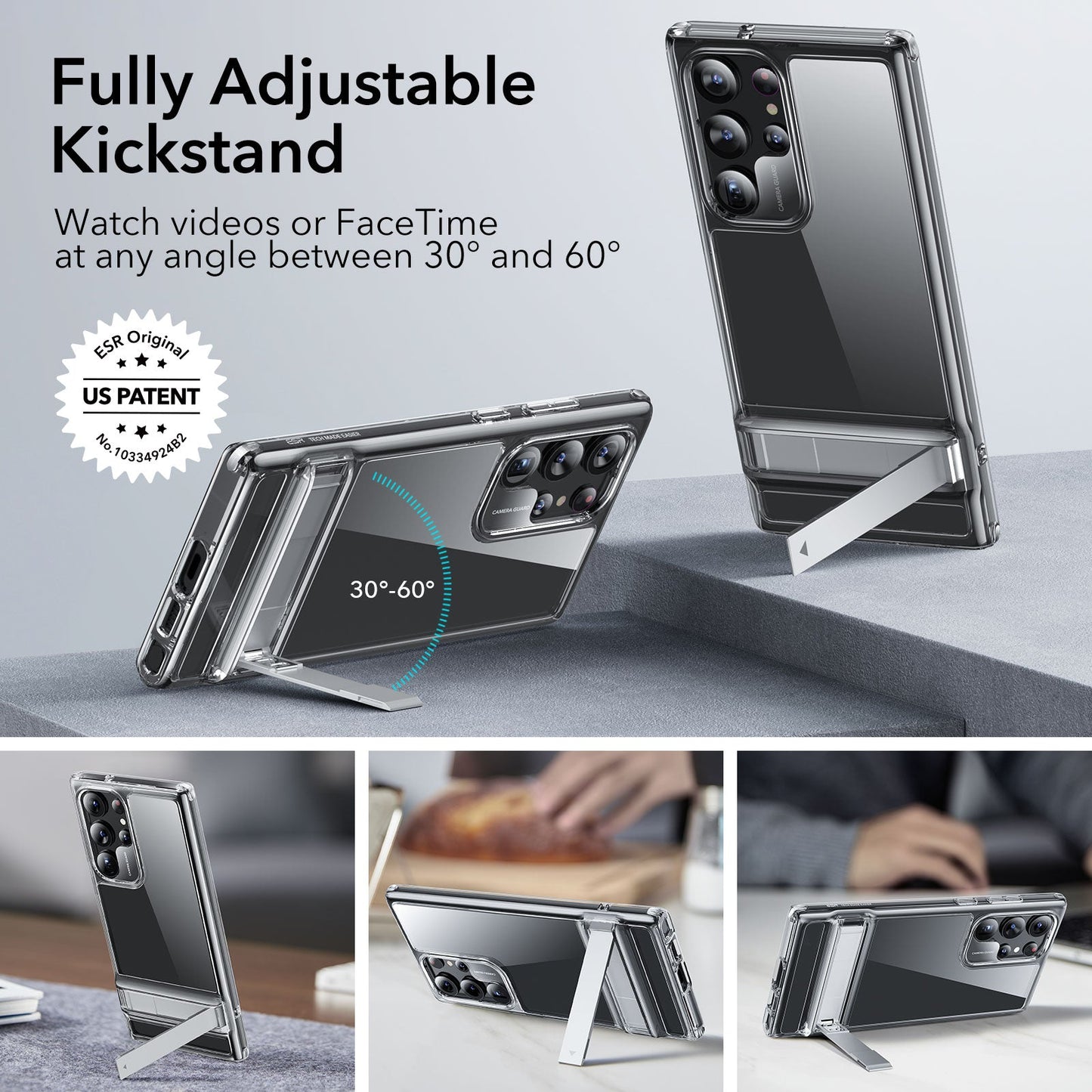 Clear Kickstand Case For Samsung Galaxy S23 Ultra