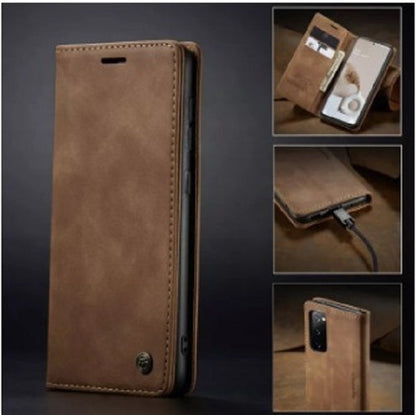 [FREE SHIPPING] CaseMe Retro Leather Case For Samsung Note 20  Book Style Flip Wallet Magnetic Cover Card Slots Case For Samsung Note 20  - Brown