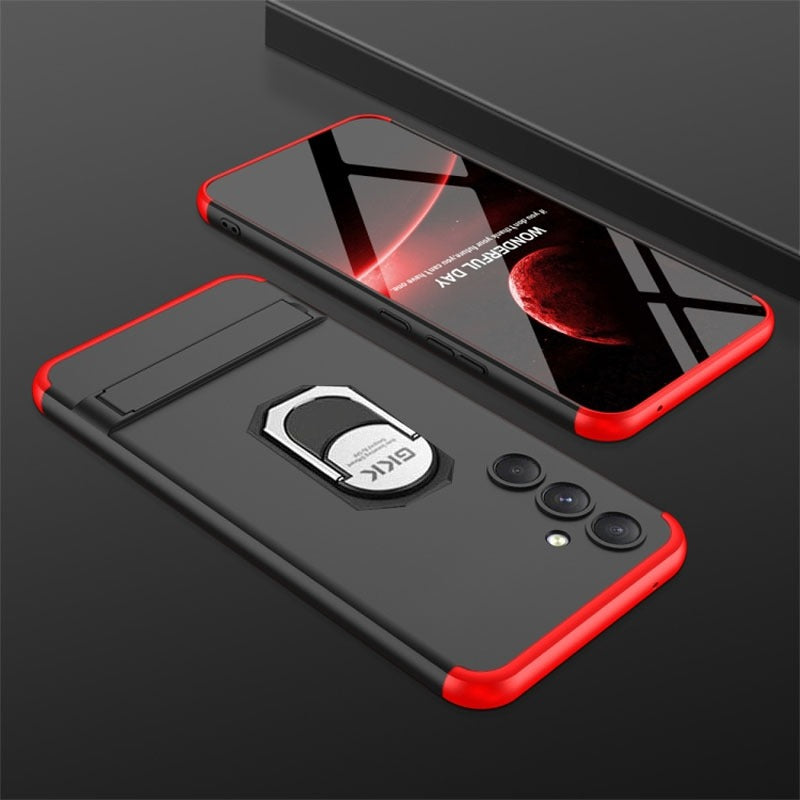 [ FREE SHIPPING] SAMSUNG A34- GKK ORIGINAL SHOCK PROOF FULL PROTECTION COVER 360 CASE (WITH RING HOLDER) - RED & BLACK