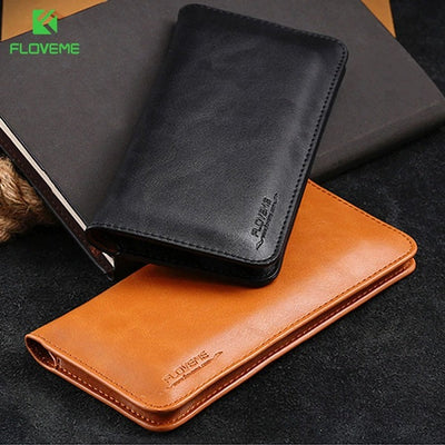 [ FREE SHIPPING]  long leather wallet for money and card holding mobile pouch