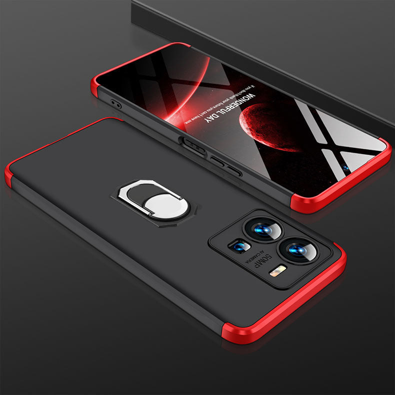 [ FREE SHIPPING] Vivo V25- Gkk Original Shock Proof Full Protection Cover 360 With Ring Holder - Red & Black