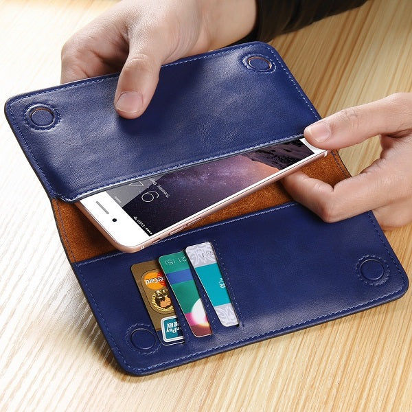 [ FREE SHIPPING] long leather wallet for money and card holding mobile pouch