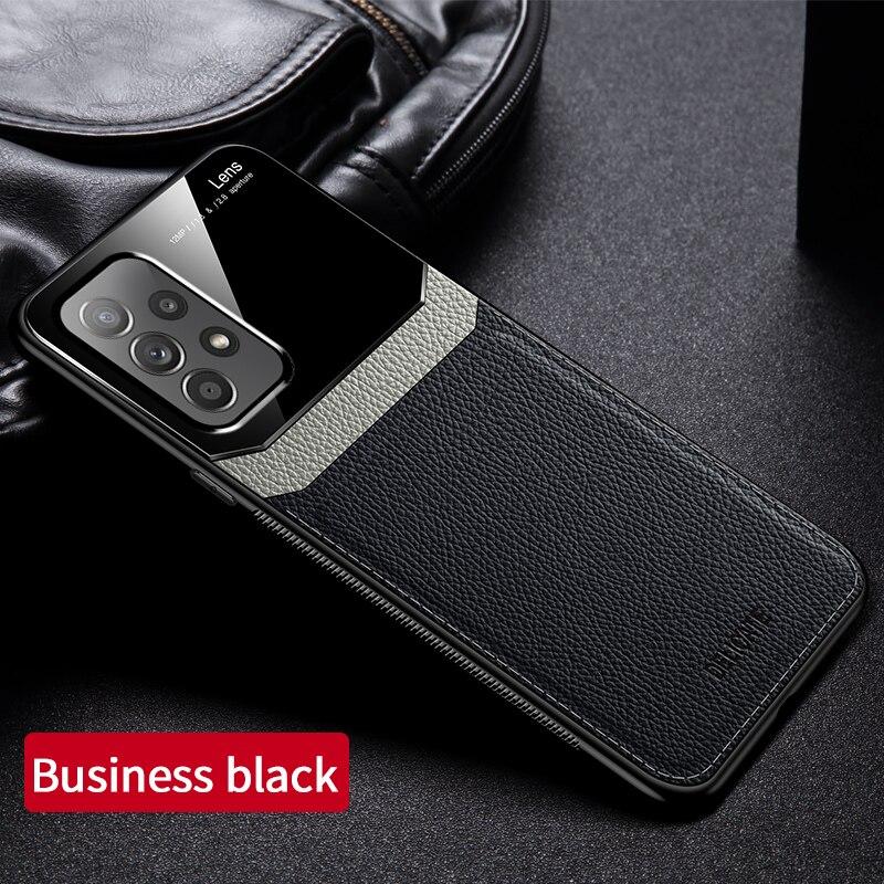 [ FREE SHIPPING] Luxury Slim Leather Case Lens Shockproof BackCover For Samsung A73 - Black