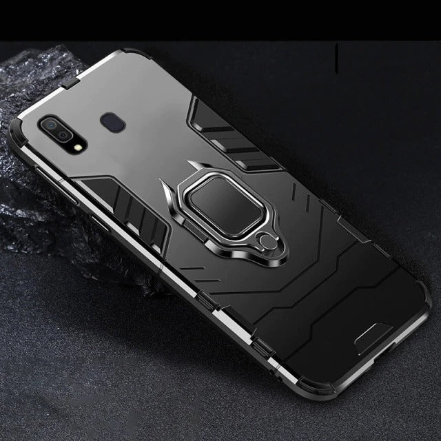 [FREE SHIPPING] Armor Shockproof (With Ring Holder) Full Protection Case For Samsung A20/30 - Black