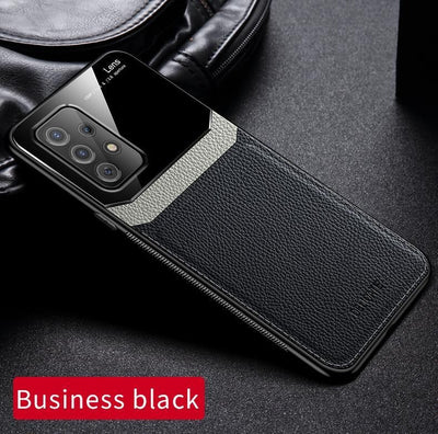free-shipping-luxury-slim-leather-case-lens-shockproof-backcover-for-samsung-a32-black