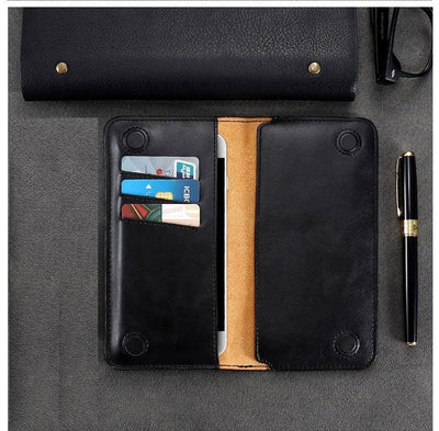 [ FREE SHIPPING] long leather wallet for money and card holding mobile pouch
