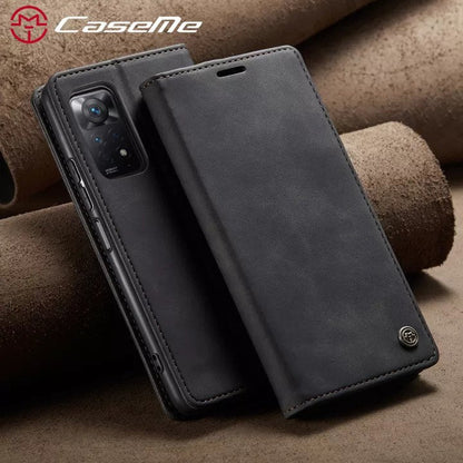 [FREE SHIPPING] CaseMe Retro Leather Case For Redmi Note 11 Pro Book Style Flip Wallet Magnetic Cover Card Slots Case For Redmi Note 11 Pro