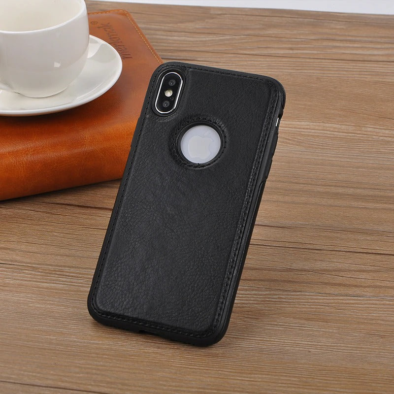 [ FREE SHIPPING] Leather Logo Cut Back Case for Apple iPhone Xs Max